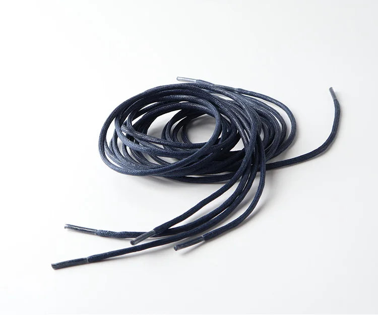 HIBERNI Round Cotton Waxed Shoelaces Black Gray Blue 60/70/80/90/100/120/140/160/180cm for Work Boots for Men Laces Accessories