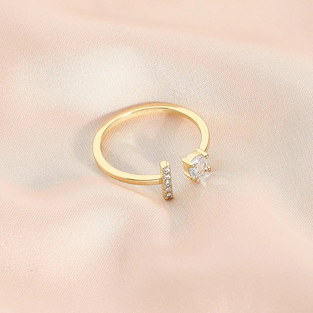 925 Sterling Silver Letter Gold Stackable Alphabet Rings with Initial Adjustable Crystal Inlaid Initial Rings Bridesmaid Gift