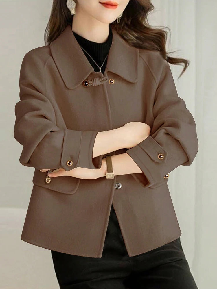 Elegant Solid Short Coats for Woman Autumn Winter Warm Woman Clothing Formal Office Female Coat Outfits New In Outerwears