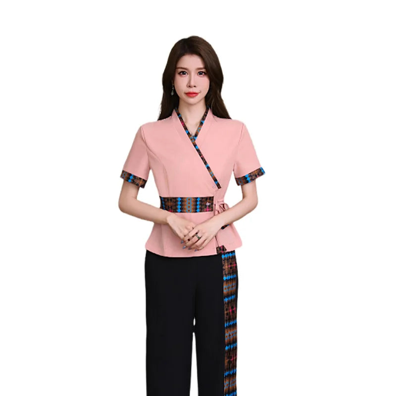Woman Work Clothes Suit Hotel Waiter Beauty Salon Spa Massage Nail Cafe Sexy Foot Bath Sauna Technician Overall Pants Uniform