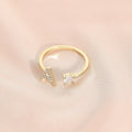 925 Sterling Silver Letter Gold Stackable Alphabet Rings with Initial Adjustable Crystal Inlaid Initial Rings Bridesmaid Gift