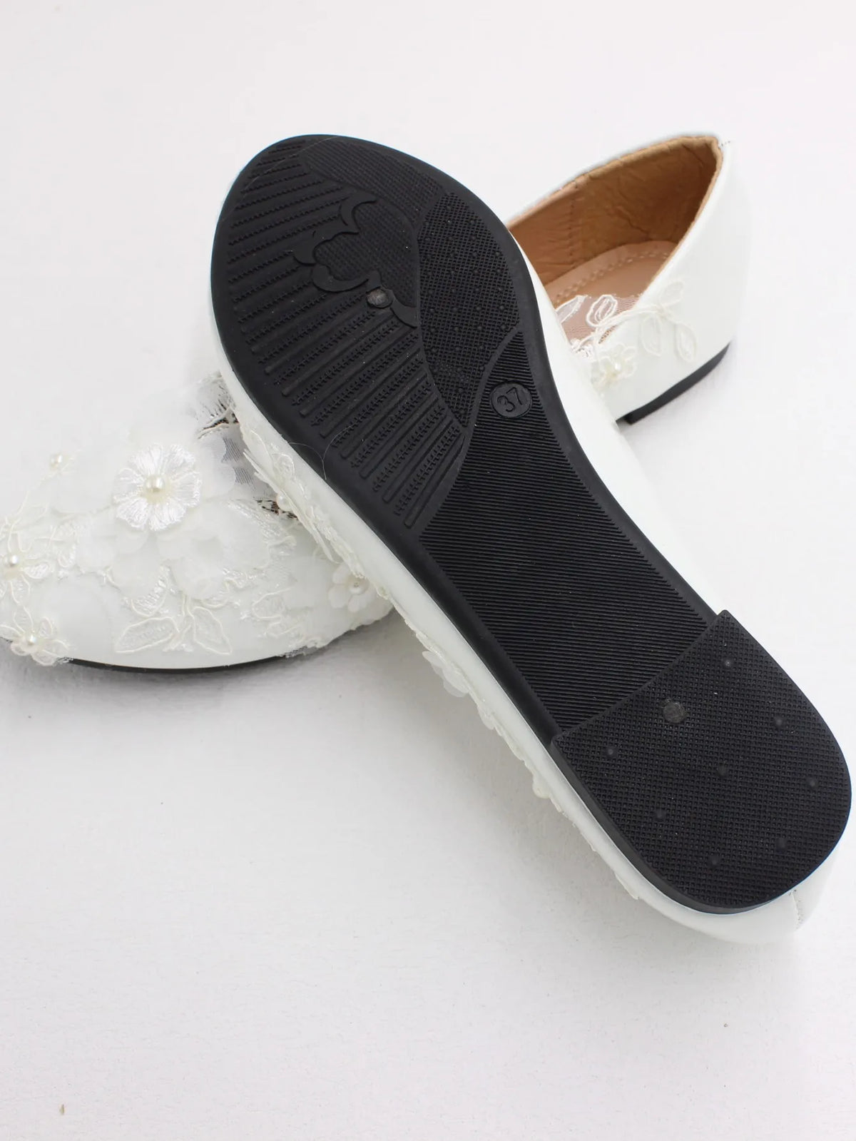 New Spring Lace Wedding Shoes White Flat Bride Shoes Original Design Princess Women's Single Shoes Suitable for Wedding Dress Ph