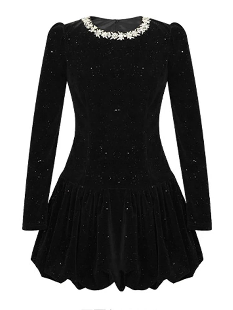Women's Clothing Retro Sweet Party Dress French Elegant Shiny Sequin Short Ball Gown Feminino Birthday Prom Vestidos Fiesta Lady