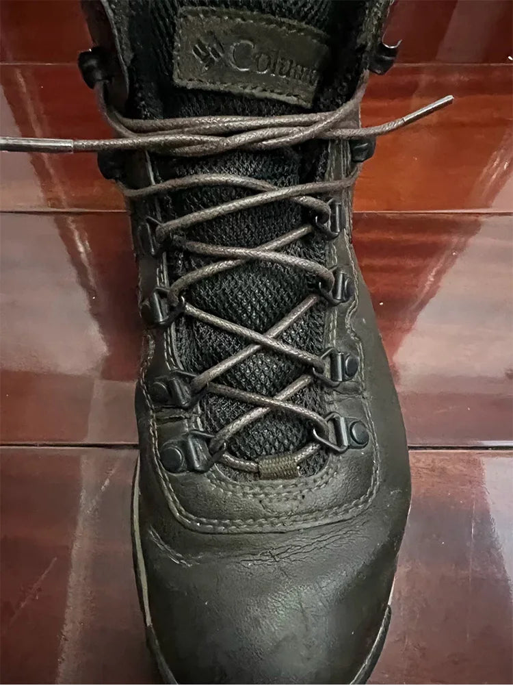 HIBERNI Round Cotton Waxed Shoelaces Black Gray Blue 60/70/80/90/100/120/140/160/180cm for Work Boots for Men Laces Accessories