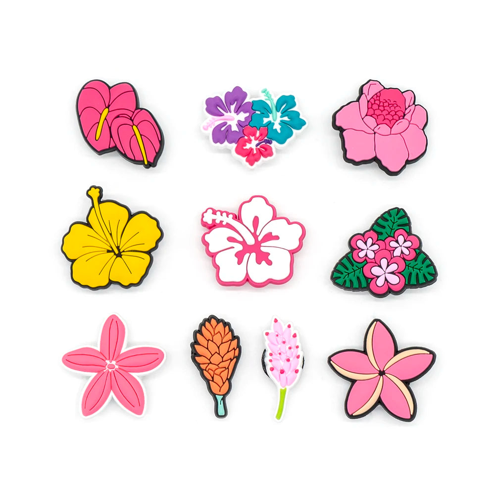 1/10pcs Ginger Flower Shoe Charms for DIY Women Girls Pink Flower Shoe Accessories Decoration Ear of Wheat Pin Clog for Kids