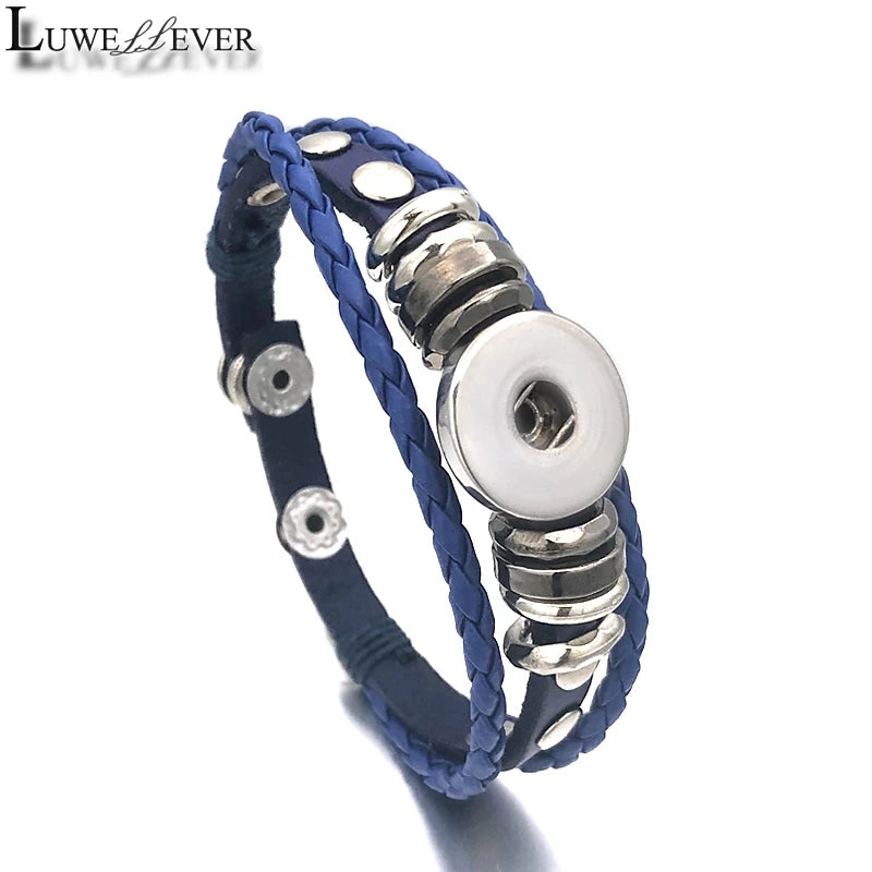 Hot Interchangeable 173 Real Genuine Leather Retro Fashion Bracelet 12mm 18mm Snap Button Bangle Charm Jewelry For Women Gift