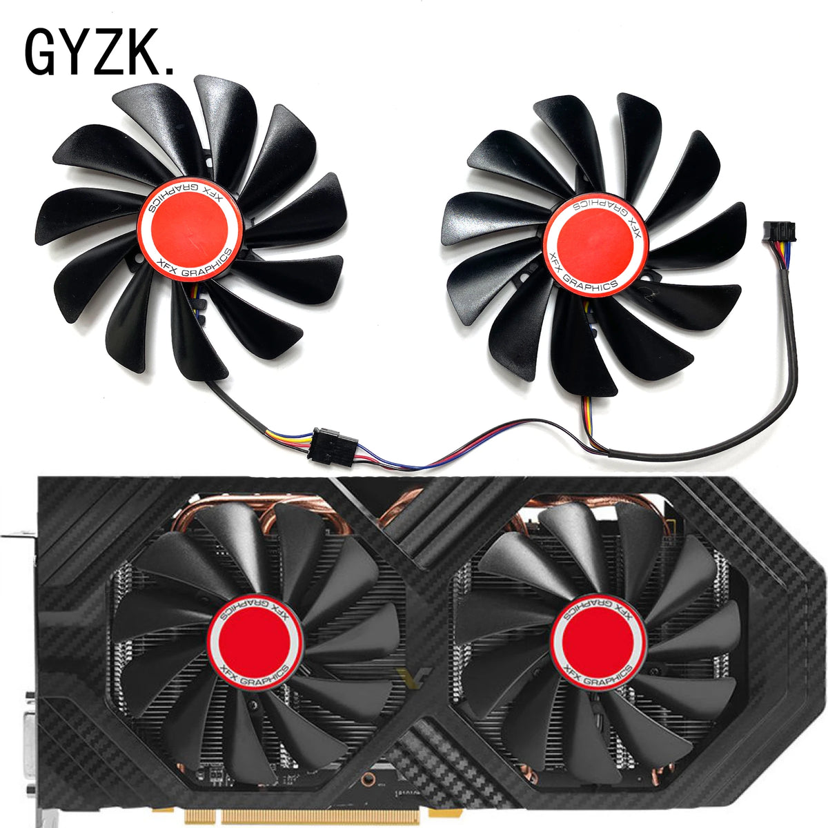 New For XFX Radeon RX580 588 590 GME 8GB Black Wolf black wolf version Graphics Card Replacement Fan CF1010U12S