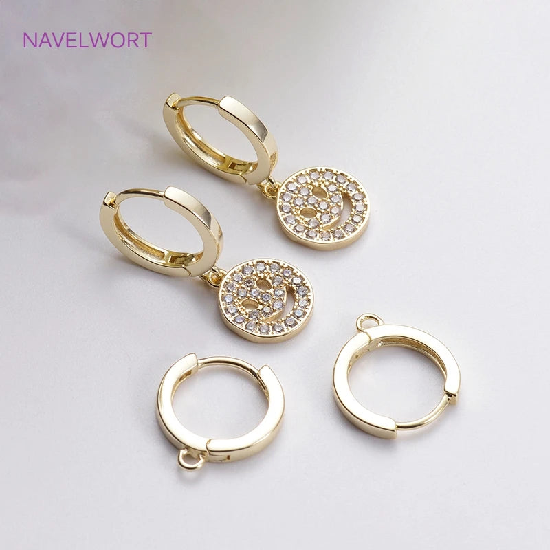 14K Gold Plated Round Hoop Earring Clasps Fitting Base Findings,Clasp For Earrings,DIY Jewelry Making Accessories Wholesale