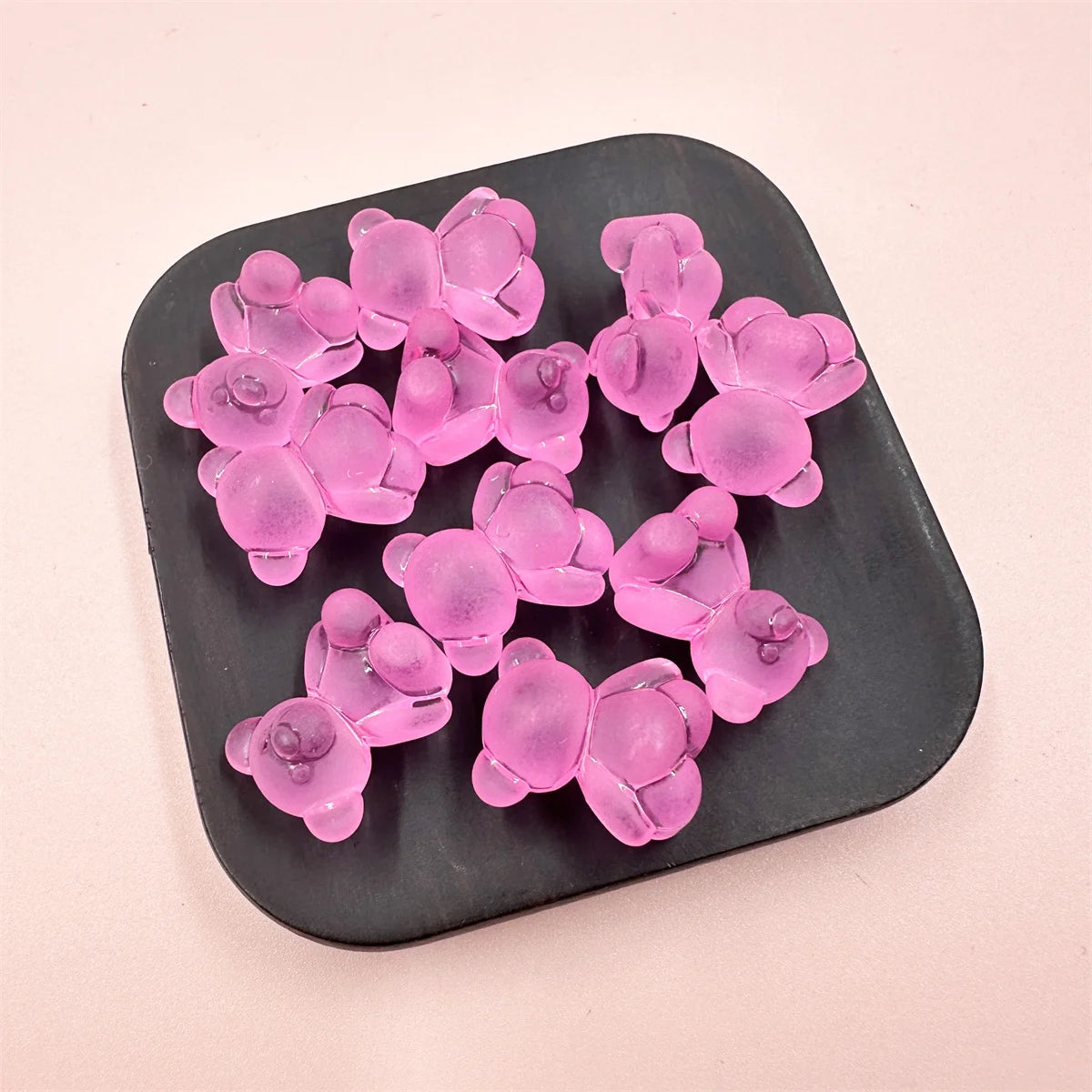 10Pcs/set 18MM*15MM*11MM Cute Cartoon Bear Resin Beads  Frosting Transparent Necklace Earrings Pendants For Jewelry Making