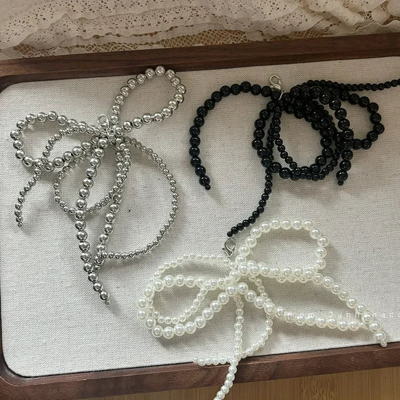 2pcs Shoelace Decorative Buckle Handmade Shoes Clip Double Layered Pearl Bead Bowknot Charm Bag Key Chain Pendant Accessories