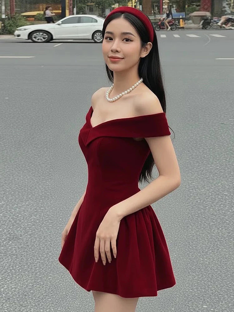 Sisterlind Bow Patchwork Dress Women Noble Chic Slash Neck Sleeveless Zip Ruffled Ruched Stretch Party Prom Banquet Sexy Bodycon