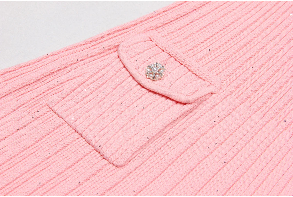 High Quality Summer 2024 New Short Sleeve Little Fragrance Dress Fashionable And Versatile Lady Celebrity Short Knit Skirt