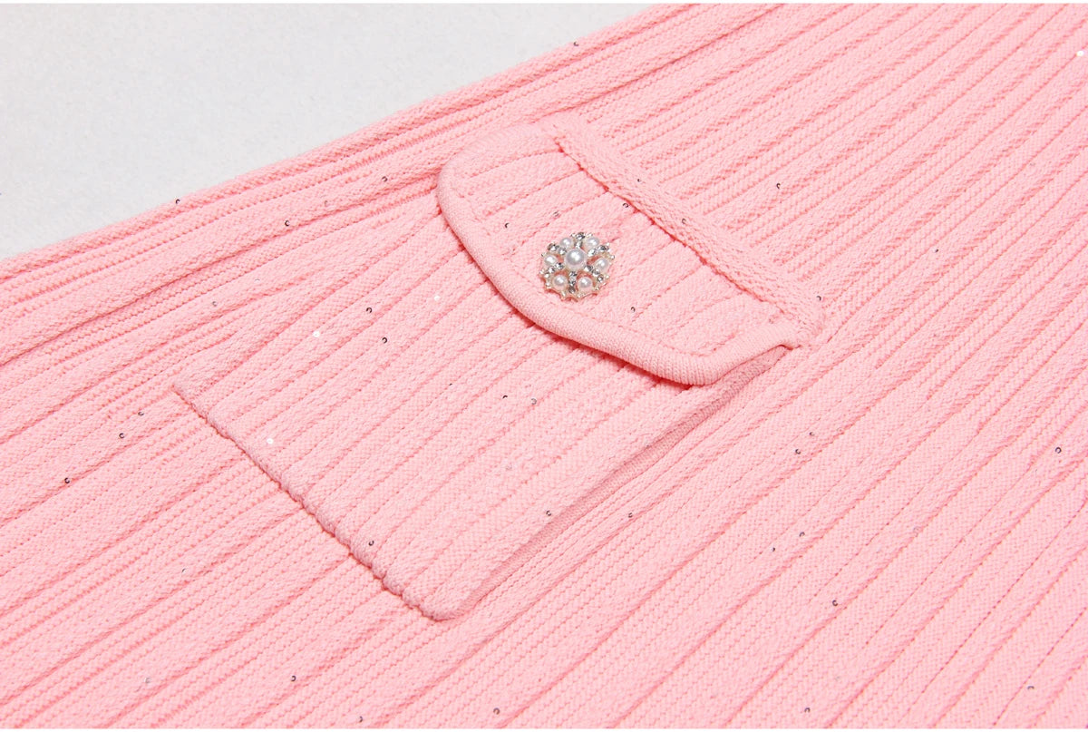 High Quality Summer 2024 New Short Sleeve Little Fragrance Dress Fashionable And Versatile Lady Celebrity Short Knit Skirt