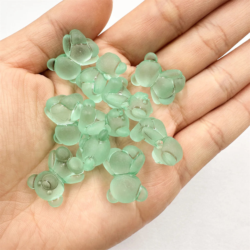 10Pcs/set 18MM*15MM*11MM Cute Cartoon Bear Resin Beads  Frosting Transparent Necklace Earrings Pendants For Jewelry Making