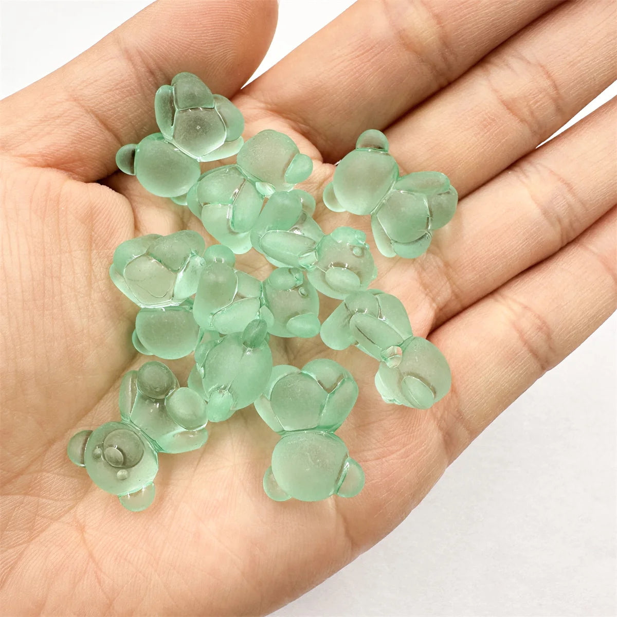 10Pcs/set 18MM*15MM*11MM Cute Cartoon Bear Resin Beads  Frosting Transparent Necklace Earrings Pendants For Jewelry Making