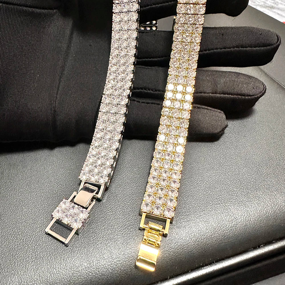 AZ 3 Rows Iced Out Tennis Chain Bracelet for Men Women Bling Zircon Hand Chain Hip Hop Jewelry Gift Drop Shipping