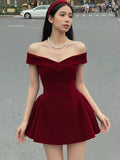 Sisterlind Bow Patchwork Dress Women Noble Chic Slash Neck Sleeveless Zip Ruffled Ruched Stretch Party Prom Banquet Sexy Bodycon