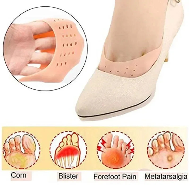 Non-slip Shoe Insole for Women Foot Care Silicone Toe protection Forefoot Pads Insoles Comfortable Shoe Pad Pain Relief Silicone