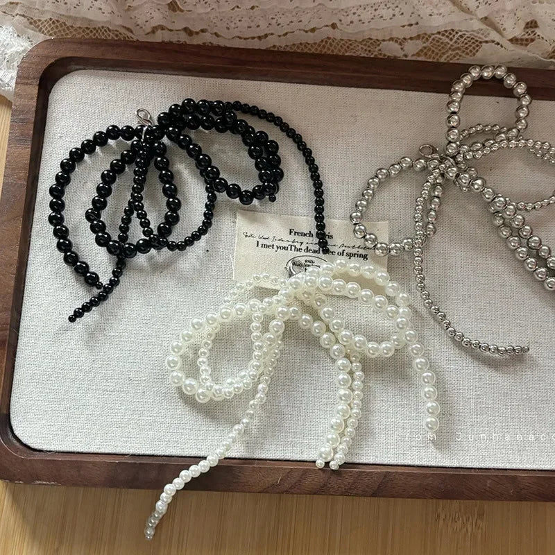 2pcs Shoelace Decorative Buckle Handmade Shoes Clip Double Layered Pearl Bead Bowknot Charm Bag Key Chain Pendant Accessories