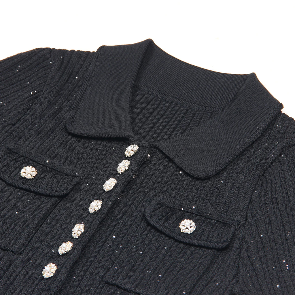 High Quality Summer 2024 New Short Sleeve Little Fragrance Dress Fashionable And Versatile Lady Celebrity Short Knit Skirt