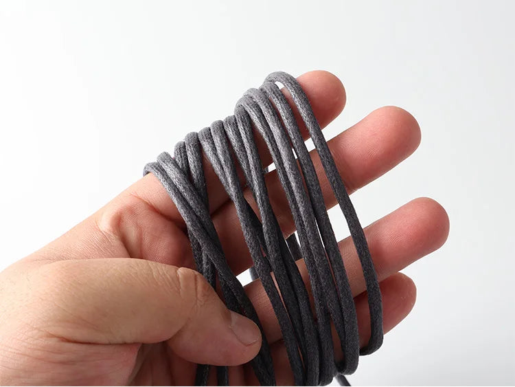 HIBERNI Round Cotton Waxed Shoelaces Black Gray Blue 60/70/80/90/100/120/140/160/180cm for Work Boots for Men Laces Accessories