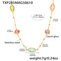 Stainless Steel Chain Necklaces Bracelet For Women 18k Gold Plated With Colorful Faceted Czech Glass Crystal Necklace Bracelets