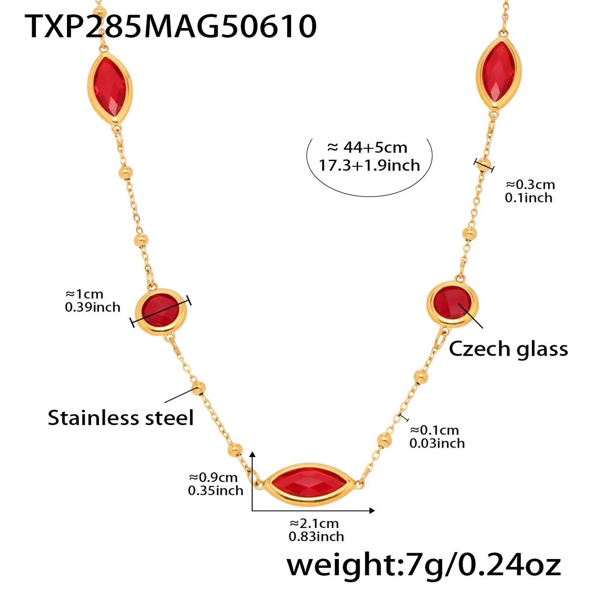 Stainless Steel Chain Necklaces Bracelet For Women 18k Gold Plated With Colorful Faceted Czech Glass Crystal Necklace Bracelets