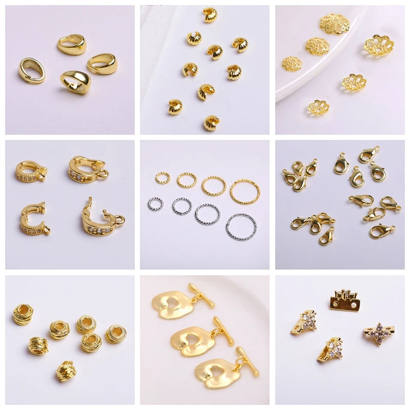 14K Gold Plated Round Hoop Earring Clasps Fitting Base Findings,Clasp For Earrings,DIY Jewelry Making Accessories Wholesale