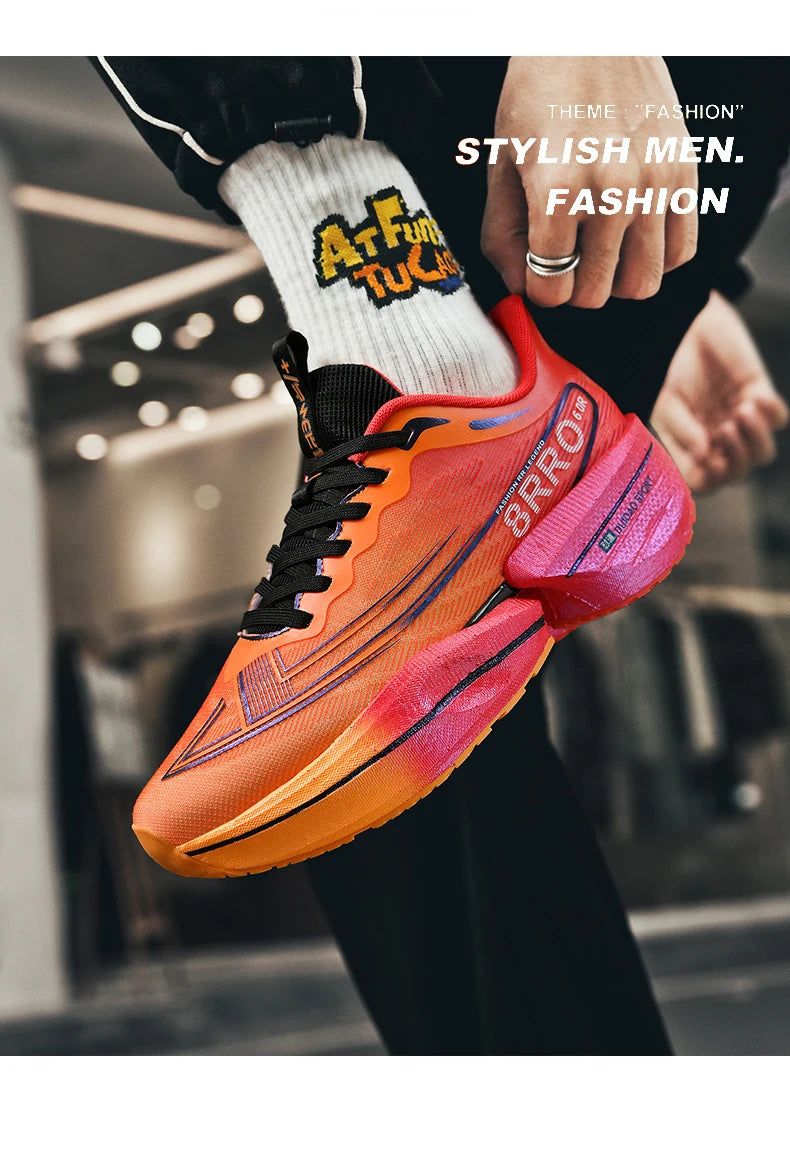 Breathable Men's Athletic Sneakers Marathon Carbon Board Basketball Walking Sneakers Women Lightweight Casual Running Shoes Men