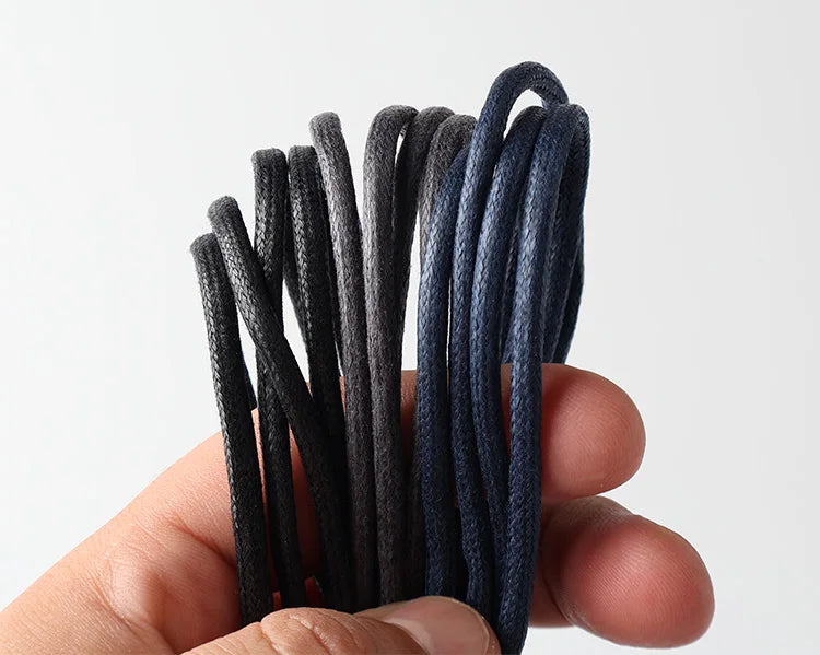 HIBERNI Round Cotton Waxed Shoelaces Black Gray Blue 60/70/80/90/100/120/140/160/180cm for Work Boots for Men Laces Accessories