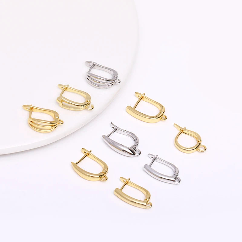 14K Gold Plated Round Hoop Earring Clasps Fitting Base Findings,Clasp For Earrings,DIY Jewelry Making Accessories Wholesale