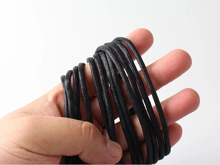 HIBERNI Round Cotton Waxed Shoelaces Black Gray Blue 60/70/80/90/100/120/140/160/180cm for Work Boots for Men Laces Accessories