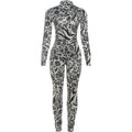 Sisterlinda Fitness Jumpsuit Women Sexy Zip Leopard Print Full Sleeve Streetwear Activity Workout Casual Tight Stretch Overalls