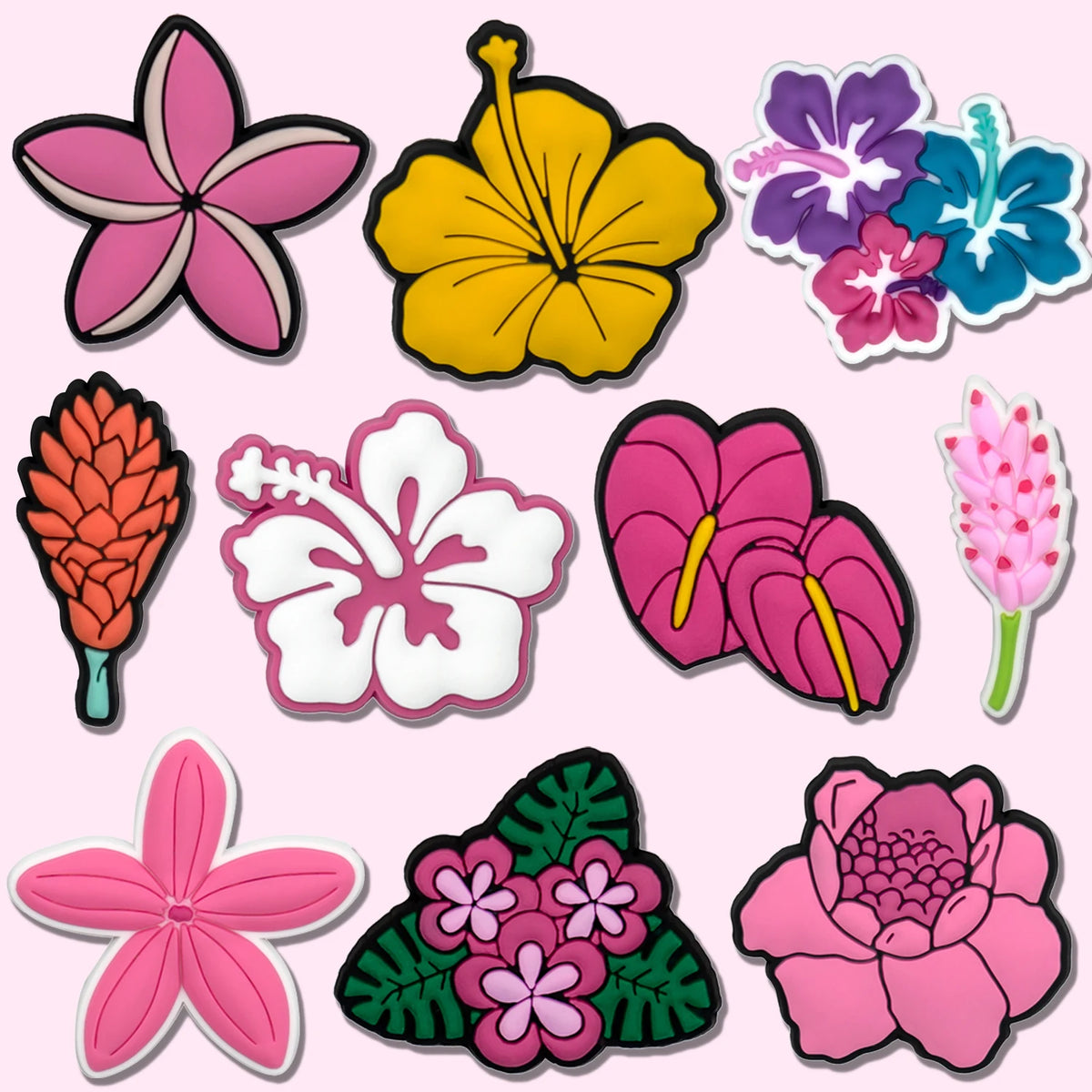 1/10pcs Ginger Flower Shoe Charms for DIY Women Girls Pink Flower Shoe Accessories Decoration Ear of Wheat Pin Clog for Kids