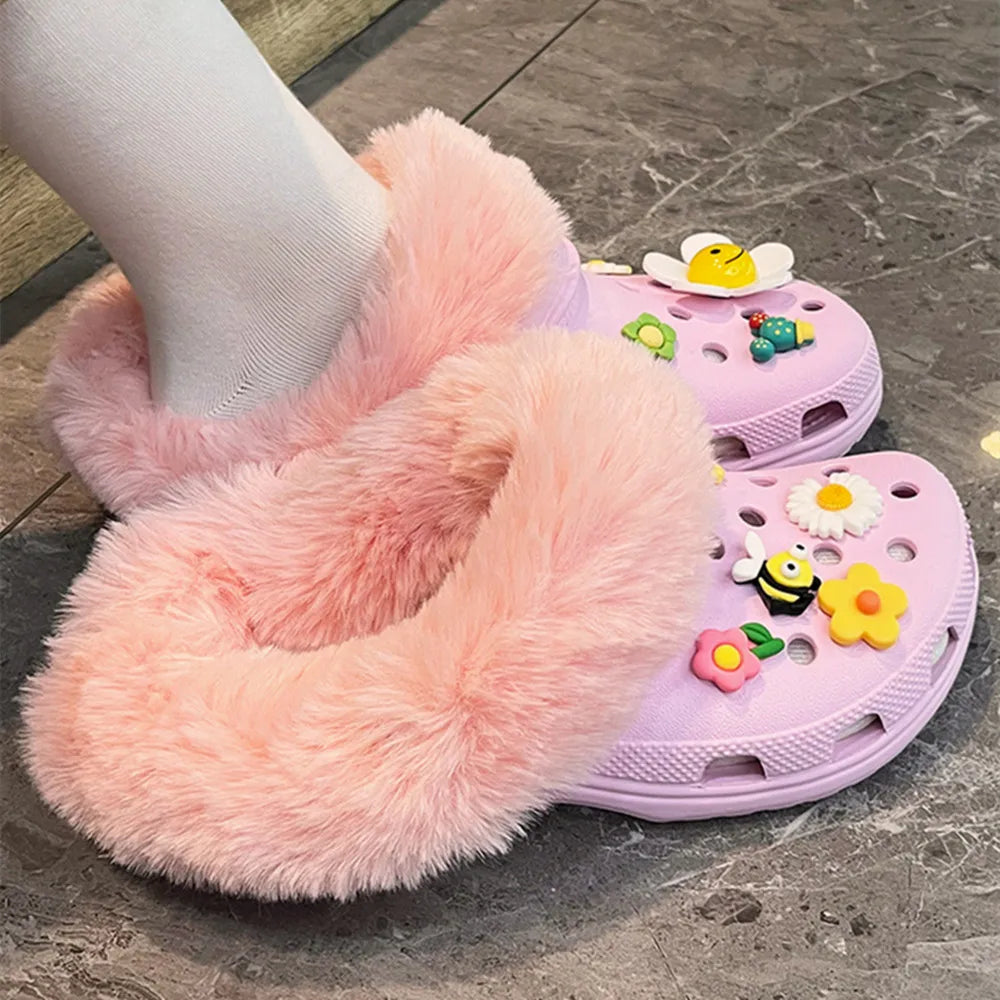 1 Pair Winter Warm Insoles For Women Men Thickened Plush Fur Lining Inserts clogs Lining Shoes Pads Removable Clogs Shoe Covers