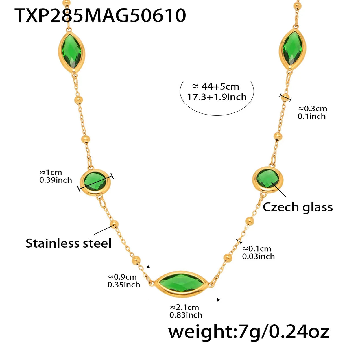 Stainless Steel Chain Necklaces Bracelet For Women 18k Gold Plated With Colorful Faceted Czech Glass Crystal Necklace Bracelets