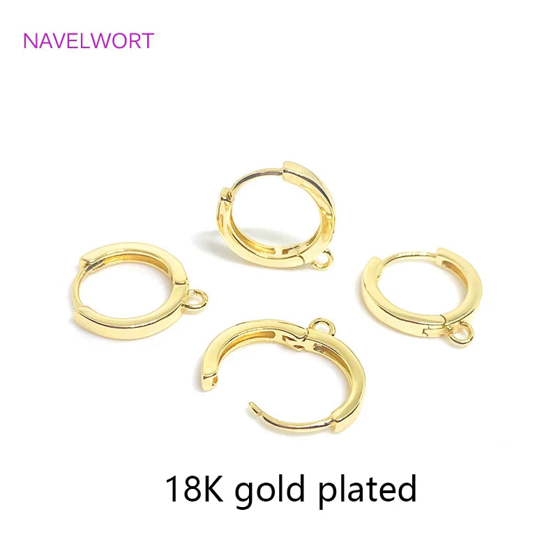 14K Gold Plated Round Hoop Earring Clasps Fitting Base Findings,Clasp For Earrings,DIY Jewelry Making Accessories Wholesale