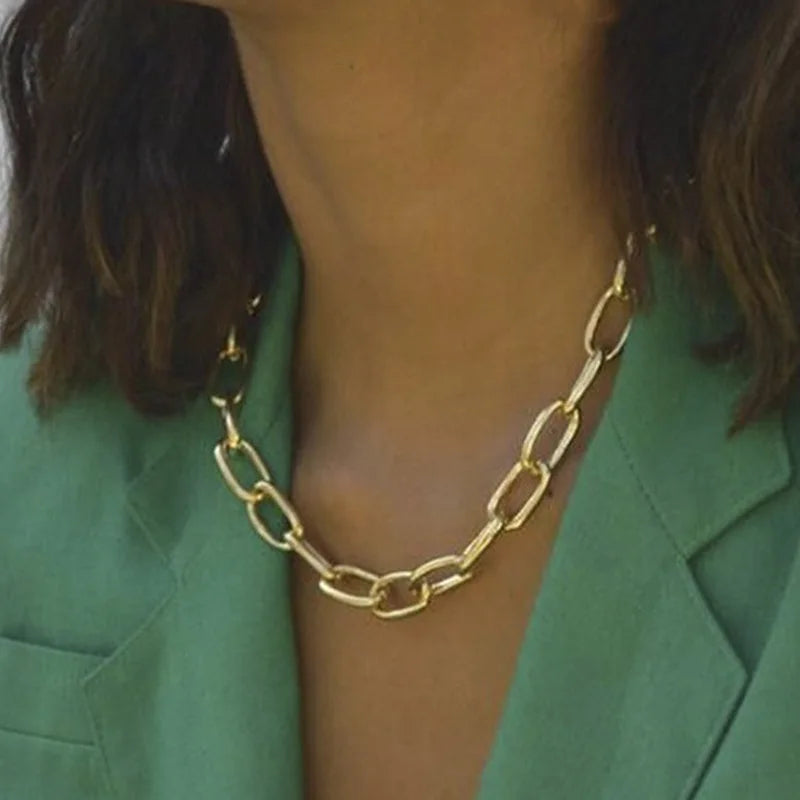 Sexy Clavicle Short Punk Gold Color Big Chains Necklaces Gothic Jewelry Women Pendant Choker Neckalce Girl Valentine's Day Gift