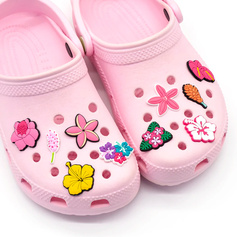 1/10pcs Ginger Flower Shoe Charms for DIY Women Girls Pink Flower Shoe Accessories Decoration Ear of Wheat Pin Clog for Kids