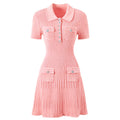 High Quality Summer 2024 New Short Sleeve Little Fragrance Dress Fashionable And Versatile Lady Celebrity Short Knit Skirt