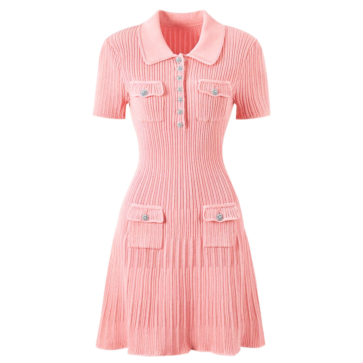 High Quality Summer 2024 New Short Sleeve Little Fragrance Dress Fashionable And Versatile Lady Celebrity Short Knit Skirt
