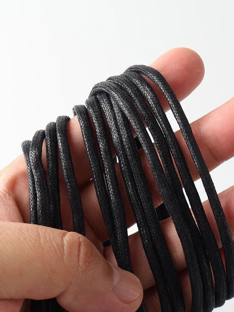 HIBERNI Round Cotton Waxed Shoelaces Black Gray Blue 60/70/80/90/100/120/140/160/180cm for Work Boots for Men Laces Accessories