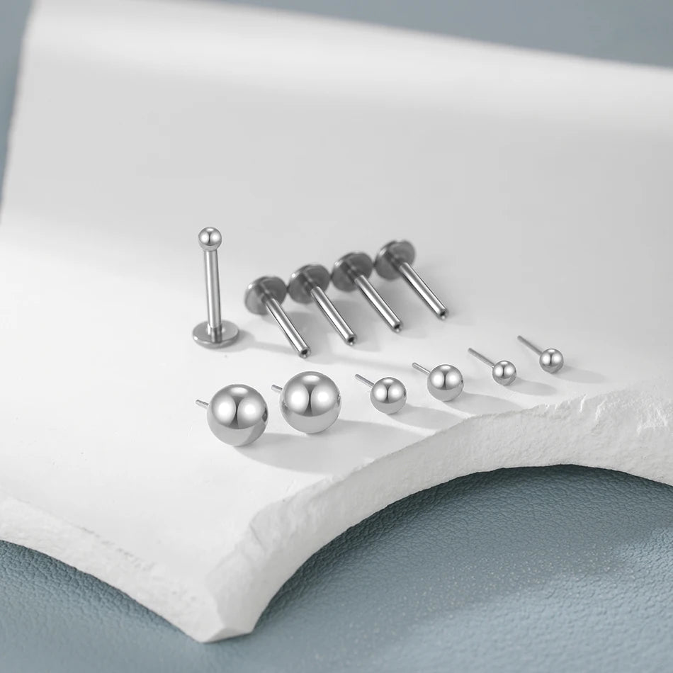 1/5PCS Titanium Threadless Labret Studs Piercing 16G Star Push Pin Cartilage Helix Tragus Earrings for Women Lip Stud Earrings