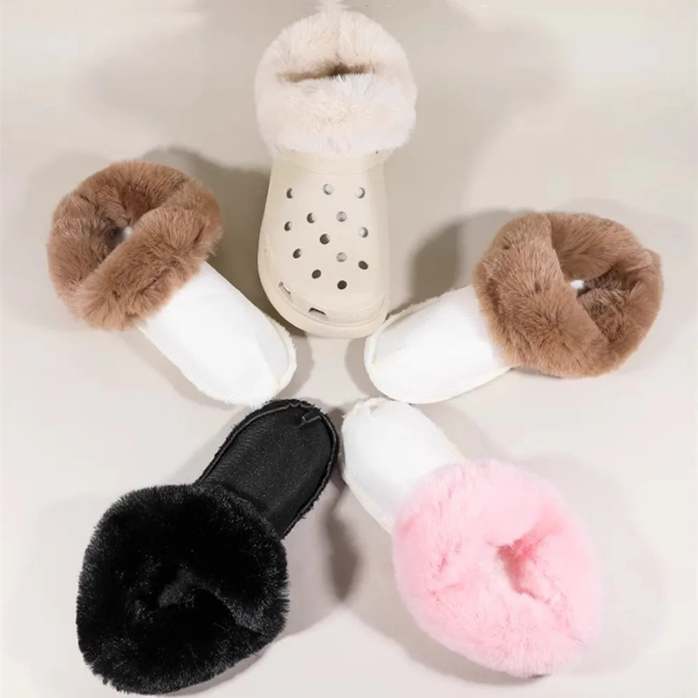 1 Pair Winter Warm Insoles For Women Men Thickened Plush Fur Lining Inserts clogs Lining Shoes Pads Removable Clogs Shoe Covers