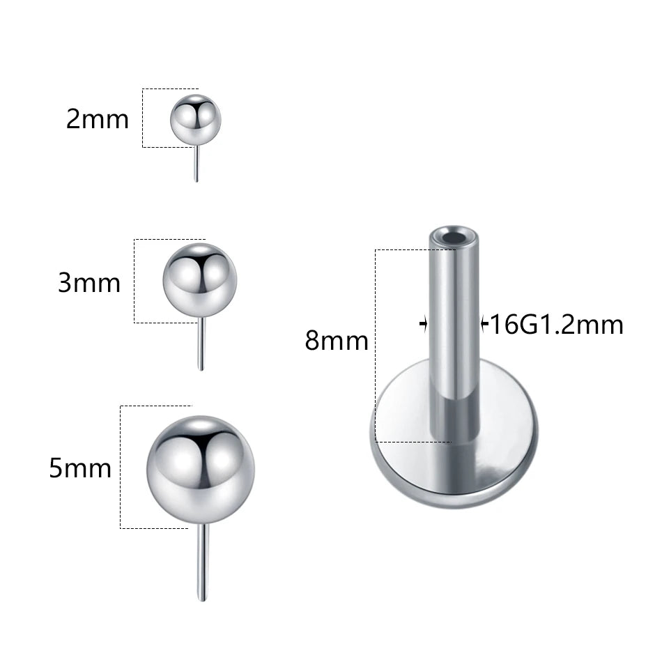 1/5PCS Titanium Threadless Labret Studs Piercing 16G Star Push Pin Cartilage Helix Tragus Earrings for Women Lip Stud Earrings