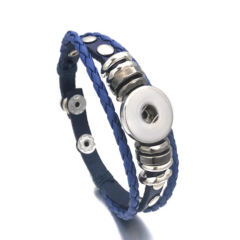 Hot Interchangeable 173 Real Genuine Leather Retro Fashion Bracelet 12mm 18mm Snap Button Bangle Charm Jewelry For Women Gift