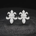 925 Sterling Silver D Color VVS Moissanite Fleur-De-Lis Stud Earrings for Women Fine Jewelry Diamond Ear Studs 14K Gold Plated