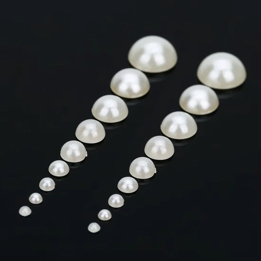 50-500pcs/lot Flat Back Half Pearl Beads 2/3/4/5/6/8/10/12/14mm Domed Cabochon Beads DIY Jewelry Making Material F1541