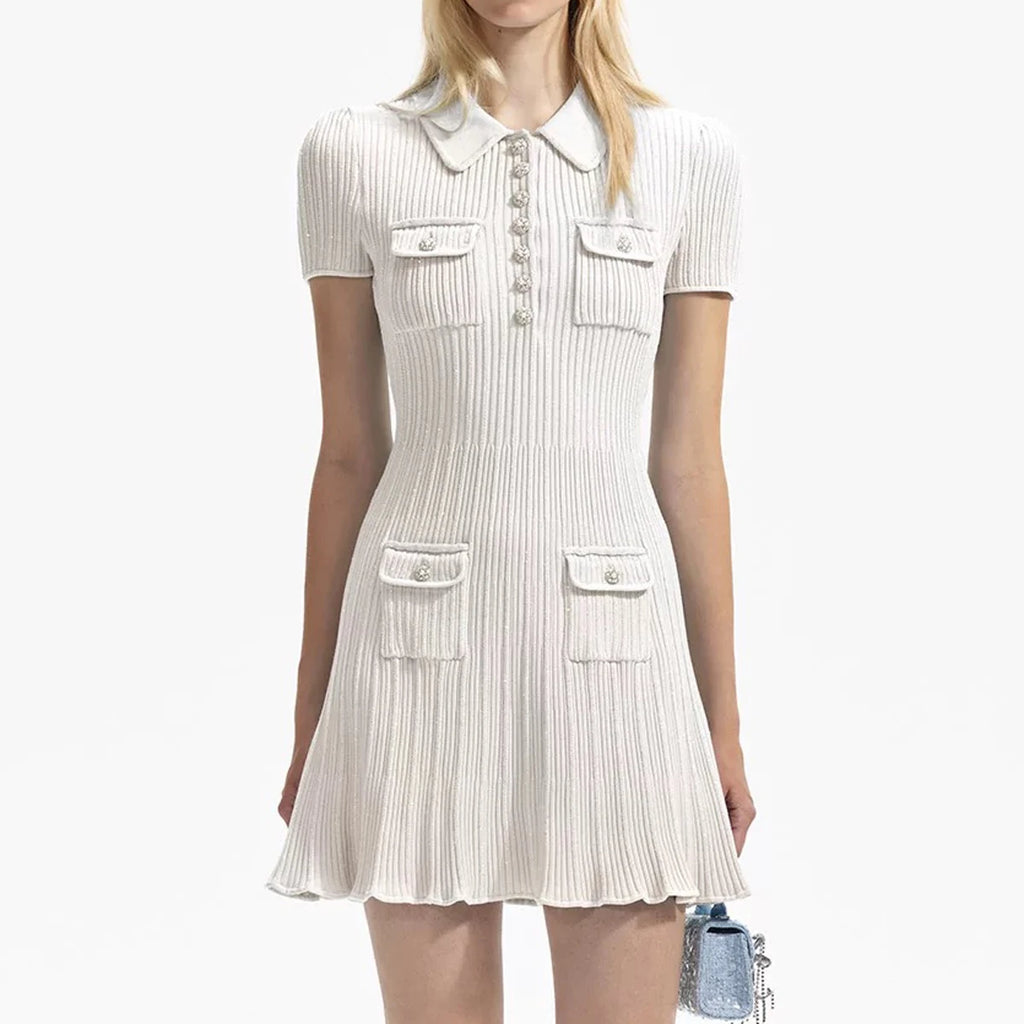 High Quality Summer 2024 New Short Sleeve Little Fragrance Dress Fashionable And Versatile Lady Celebrity Short Knit Skirt