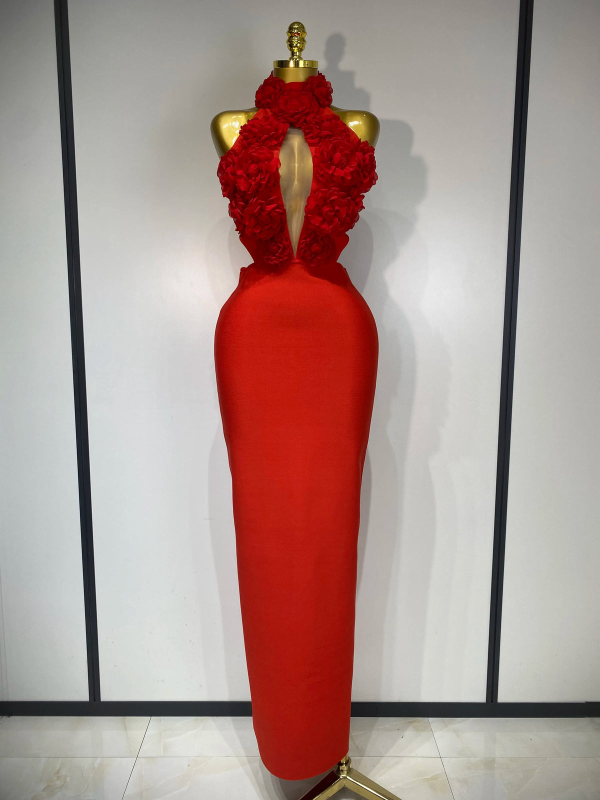 Luxury Birthday Dress Women Celebrity Sexy Halter Backless Flower Long Bandage Bodycon Dress 2025 Elegant Evening Party Outfit ﻿